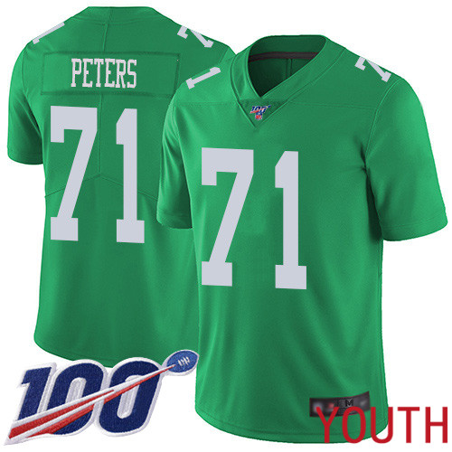 Youth Philadelphia Eagles 71 Jason Peters Limited Green Rush Vapor Untouchable NFL Jersey 100th Season